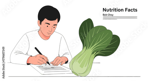 Healthy Lifestyle And Diet Concept Shown With A Person Writing Nutrition Facts