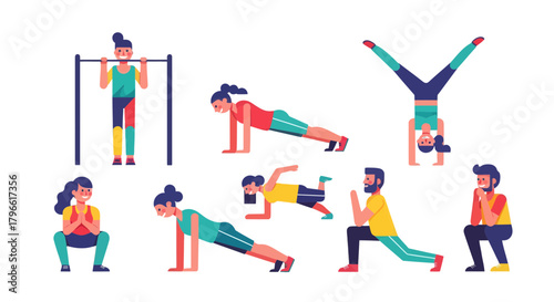 Healthy Lifestyle And Athletic Exercise In Illustration For Modern Fitness