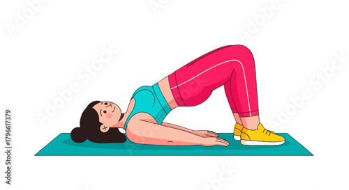 Healthy Lifestyle Bridge Exercise Demonstration With Pink Trousers And Yellow Sneakers