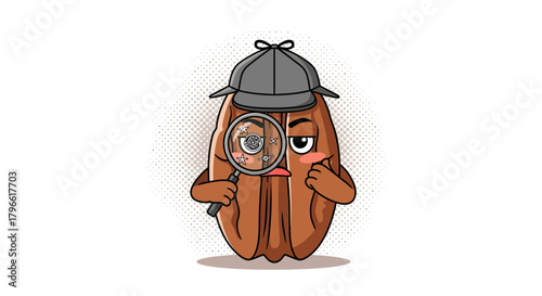 Humorous Nut Detective Investigating Whimsical Findings With Magnifying Glass