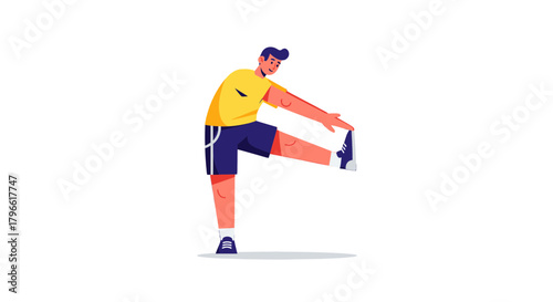Healthy Lifestyle Depicted Through Animated Illustration Of A Man Stretching His Leg