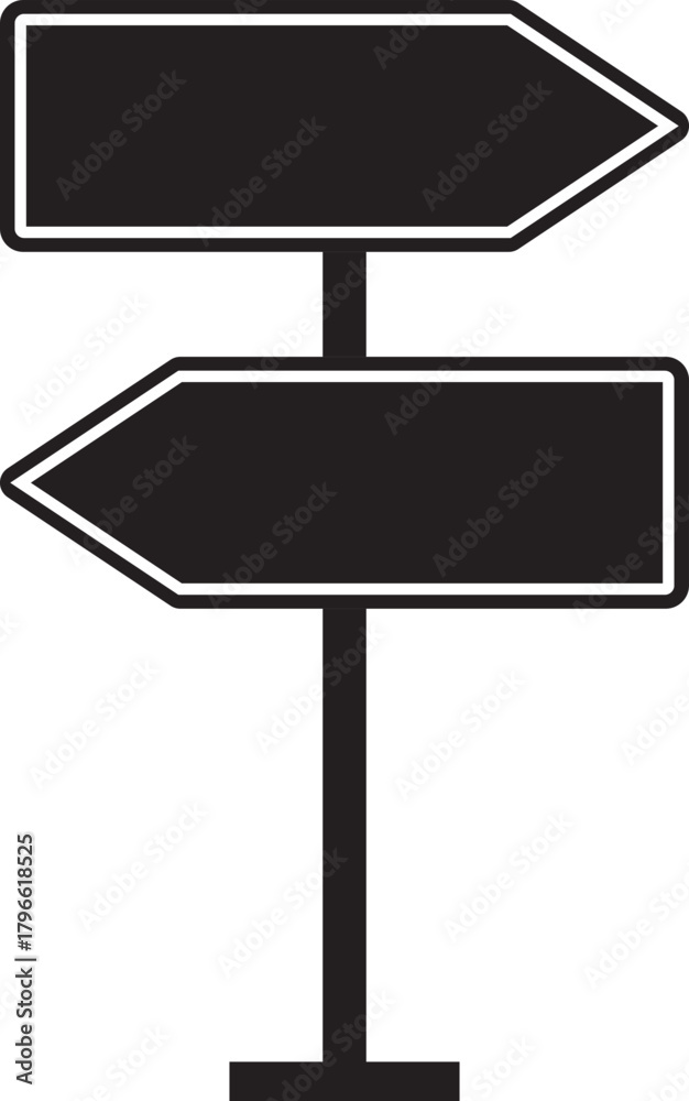 Fototapeta premium Road Sign Board icon. Empty traffic signs isolated on transparent background. Highway attention road sign collection. Blank street traffic symbols, stopping boards. Signaling plates vector.