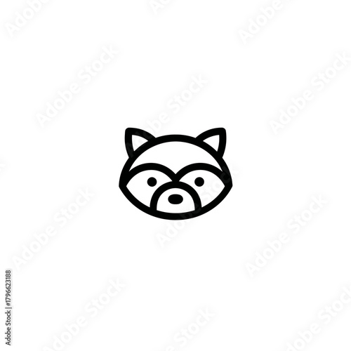 Minimalist raccoon head icon vector illustration on white background
