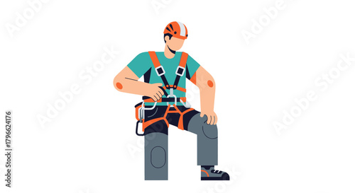 Illustration Of A Person With Safety Gear Preparing For Adventure On Black Background
