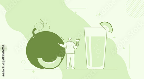 Illustration Of A Fresh Drink With Slices Of Watermelon And Refreshing Beverages