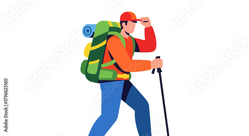 Illustration Of A Hikers With Backpacks Exploring Beautiful Trails Outdoors On Foot