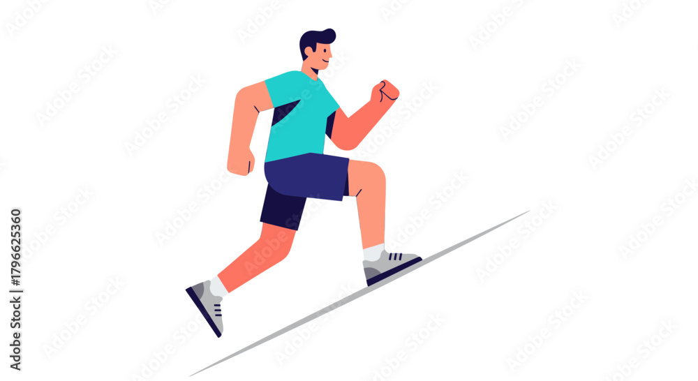 Obraz premium Illustration Of A Man Climbing A Slope Signifying Achievement And Goal Pursuit