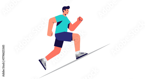 Illustration Of A Man Climbing A Slope Signifying Achievement And Goal Pursuit
