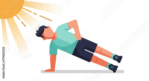 Illustration Of Person Exercising Outdoors With Sun Over Them For Healthy Living