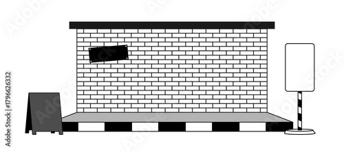 brick wall with footpath display scene cartoon graphic vector