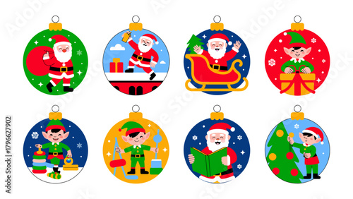 Festive Christmas Ornaments: A vibrant collection of Christmas ornaments, each adorned with a unique festive character, adding a touch of holiday cheer and celebration. 