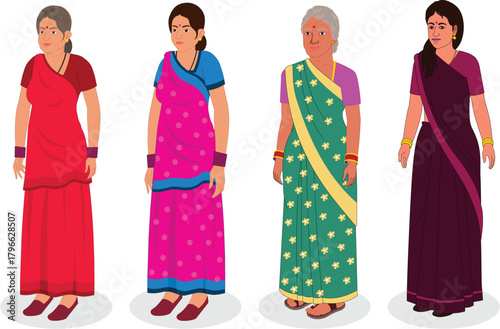 traditional saree woman in traditional clothes indian animation ready vector