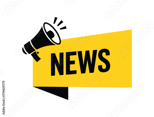 Breaking News Banner with Megaphone Icon - Announcement and Media Communication Vector