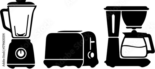 Kitchen Appliances Black Vector