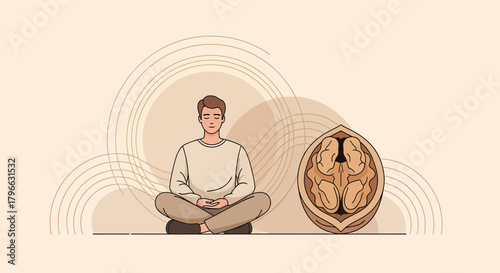 Inner Harmony Concept: Meditation, Wellbeing, Healthy Mind, Mindfulness, Contemplation