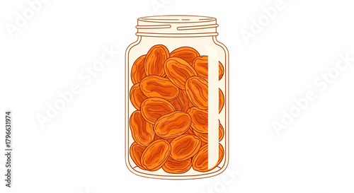 Jar Of Delicious Dried Apricots Beautifully Illustrated On A Black Background