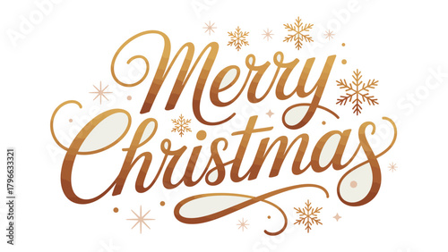 Golden Merry Christmas: A cheerful message, written in elegant golden script and adorned with snowflakes, heralds the festive spirit of Christmas, spreading warmth and joy.