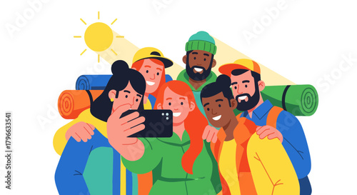 Joyful Companions Capture A Selfie During A Sunny Adventure Outdoors Together