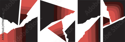 Abstract geometric shapes with red gradient and black background vector