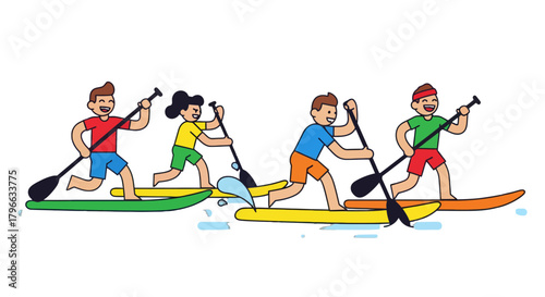 Joyful Companions Surfing Together Enjoying Water Sports Activities On Black Background