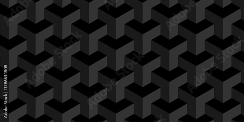 Minimal architecture wall vector box black and gray square grid vintage structure cube wallpaper. decoration tiles and mosaic seamless pattern.	
