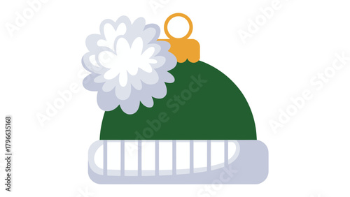 Cozy Winter Hat: A festive illustration of a warm winter hat, ready to ward off the cold with its fluffy pom-pom detail.