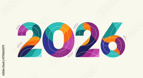 Dynamic Abstract New Year 2026 Colorful Design Modern Liquid Shapes and Vibrant Gradient Hues Perfect for Celebration Banners Digital Posters and Event Graphics