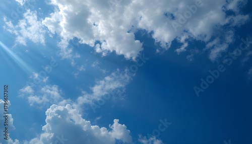 Blue Sky with Soft White Clouds – Bright Natural Atmosphere Background