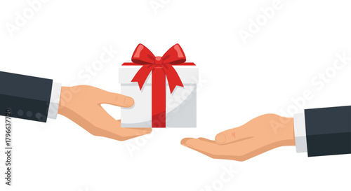 Presenting a special gift with a red ribbon, perfect for corporate gratitude or holiday cheer, delivered with care and appreciation now