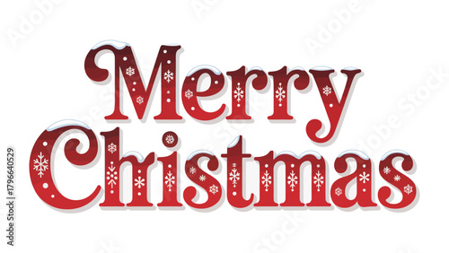 Christmas Greetings: A festive, elegant red design spells out Merry Christmas, adorned with snowflake embellishments, ideal for conveying seasonal wishes.