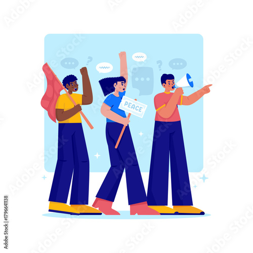 Peaceful March Protest Freedom of Speech Vector Illustration