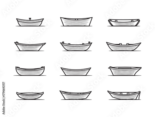 Rowboat line art floating dream sketch