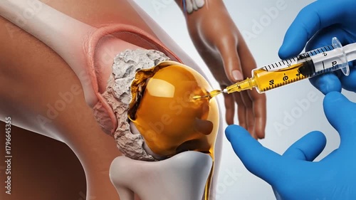 Injection into the knee joint. Platelet Rich Plasma for Knee Osteoarthritis. 3d illustration_4K_10s 51282162 1