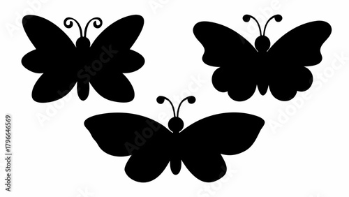 Elegant butterfly silhouettes, perfect for spring designs and nature-themed projects, offering a classic and versatile aesthetic for your creative needs