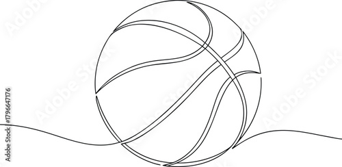 Single line drawing of a basketball sport game
