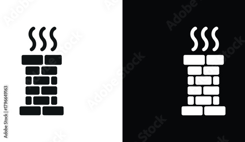 Chimney Icon  Flat Home Heating Vector Design