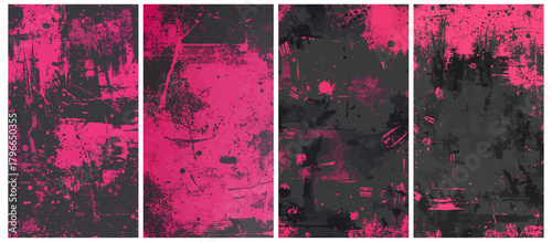 Vibrant neon pink and gray abstract geometric design