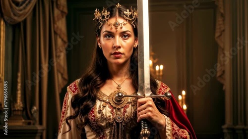The young queen is ready for war. Excalibur becomes the personification of royal virtue: wisdom, courage, and protection of the weak.