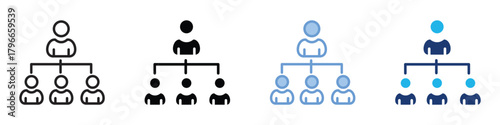 Organization structure icon set multiple style collection