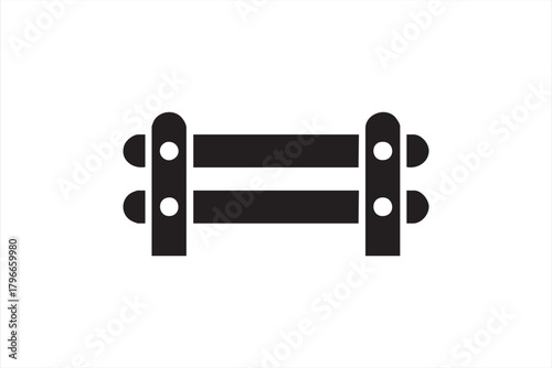 Clean black fence illustration for landscaping and construction materials