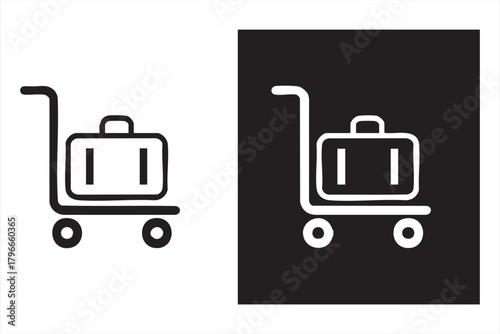 Clean line baggage cart illustration for airline services and UI design