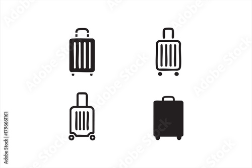 Rolling luggage silhouette collection for tourism branding and UI kits