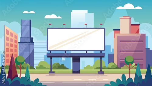 Blank advertising billboard ready for your message in modern urban city environment, perfect for marketing, announcements, brand building, and promotion