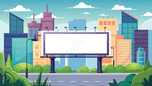 Showcase your brand on a large blank billboard in the vibrant city, a perfect advertisement space for your next promotional campaign with a professional touch