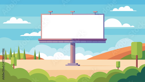 Vibrant outdoor billboard with blank white space invites creative advertising and impactful brand messaging under a clear blue sky.