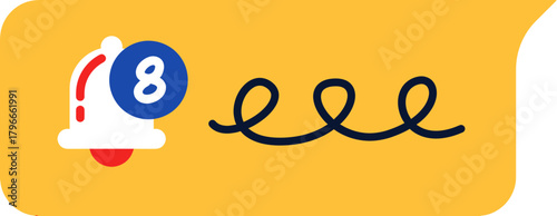 Alert notification icon with number eight and playful scribble indicating engagement and communication for modern apps and websites