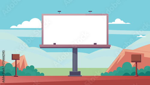 Vibrant outdoor billboard with blank space awaits your impactful message against a scenic backdrop, ready to capture attention