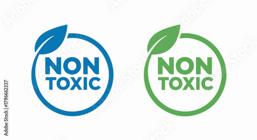 Non Toxic vector icon set for safe, eco-friendly product packaging labeling on white background