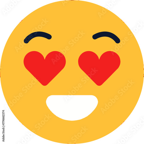 Adoring emoji face with hearts for eyes and a wide smile conveying intense affection, love, and infatuation, perfect for expressing strong positive emotions in digital communication.