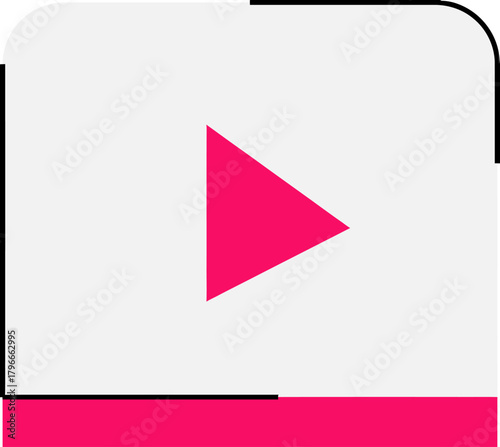 Dynamic vibrant pink play button icon symbolizing forward motion and digital media engagement, perfect for streaming apps and online content promotion